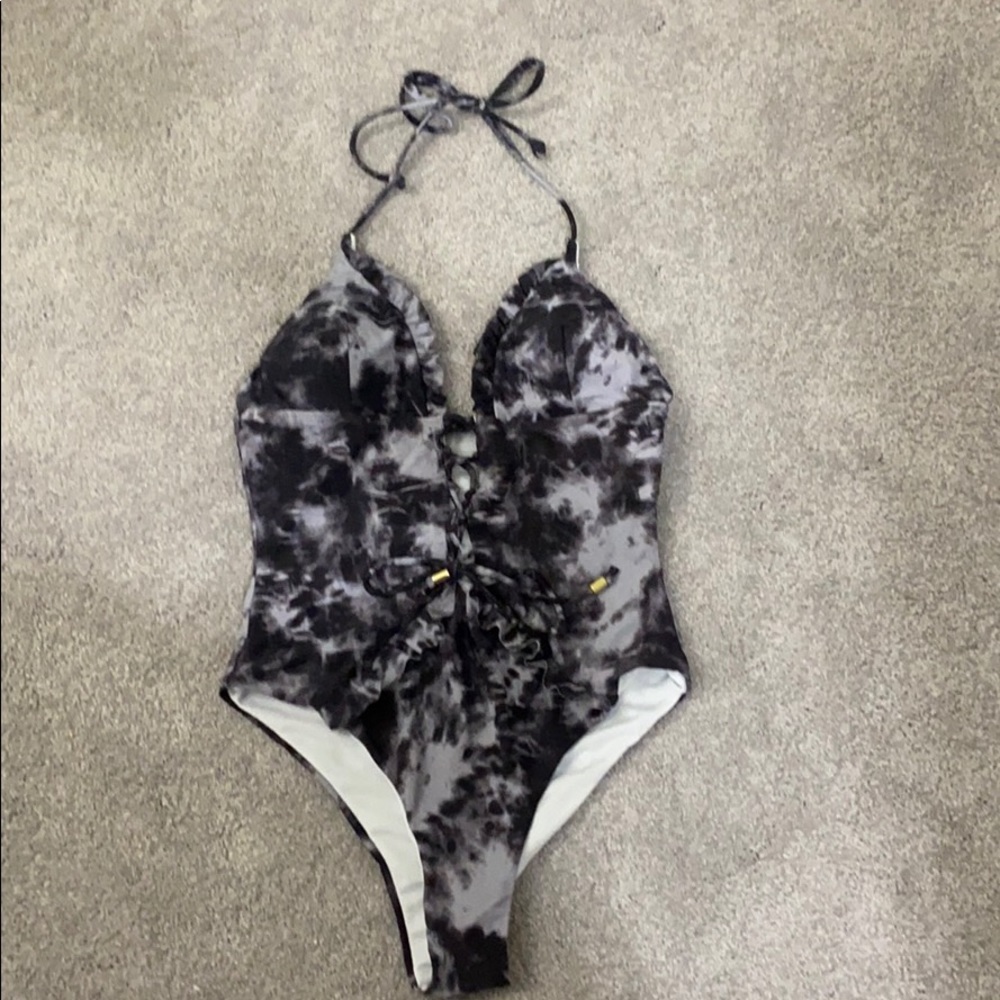 Light and Dark Grey One Piece Bathing Suite